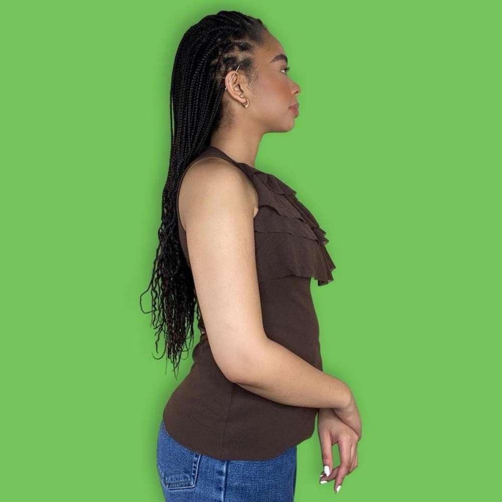 Brown Ruffle Halter Top - Picture 3 of 4